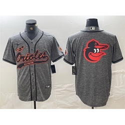 Men Baltimore Orioles Gray Team Big Logo Cool Base Stitched Jersey