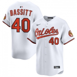 Men Baltimore Orioles Nike Home Limited Jersey White Bassitt Chris 40
