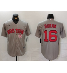 Men Boston Red Sox 16 Jarren Duran Grey Stitched Baseball Jersey 1