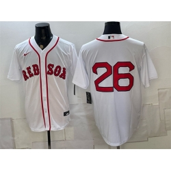 Men Boston Red Sox  26 Wade Boggs White No Name Cool Base Stitched Baseball Jersey