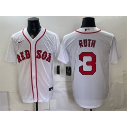 Men Boston Red Sox  3 Babe Ruth White Cool Base Stitched Baseball Jersey