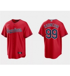 Men Cleveland Guardians 99James Karinchak Red Cool Base Stitched Jersey