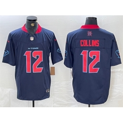 Men Houston Texans 12 Nico Collins Navy 2nd Alternate F U S E  Vapor Limited Stitched Footb
