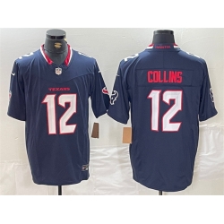 Men Houston Texans 12 Nico Collins Navy F U S E  Vapor Limited Stitched Footb