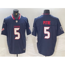 Men Houston Texans 5 Jalen Pitre Navy F U S E  Vapor Limited Stitched Footb