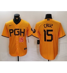 Men Pittsburgh Pirates 15 Oneil Cruz Gold City Connect Stitched Jersey 2