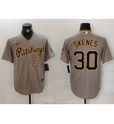 Men Pittsburgh Pirates 30 Paul Skenes Grey Stitched Baseball Jersey 2