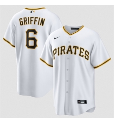 Men Pittsburgh Pirates  6 Konnor Griffin White Cool Base Stitched Baseball Jersey