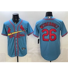 Men St  Louis Cardinals  26 JJ Wetherholt Blue Cool Base Stitched Baseball Jersey