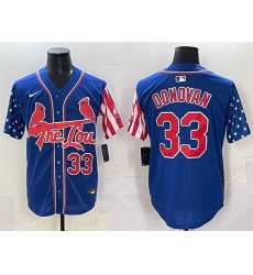 Men St Louis Cardinals 33 Brendan Donovan Royal Independence Day Vapor Premier Limited Stitched Baseball Jersey Men St Louis Cardinals 33 Brendan Donovan Royal Independence Day Vapor Premier Limited Stitched Baseball Jersey