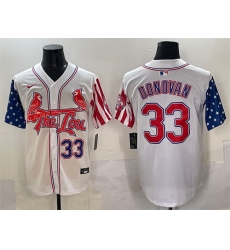 Men St Louis Cardinals 33 Brendan Donovan White Independence Day Vapor Premier Limited Stitched Baseball Jersey