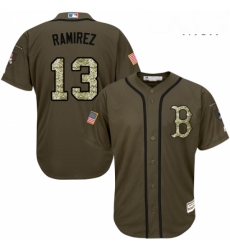 Mens Majestic Boston Red Sox 13 Hanley Ramirez Replica Green Salute to Service MLB Jersey