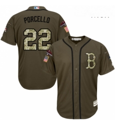 Mens Majestic Boston Red Sox 22 Rick Porcello Authentic Green Salute to Service 2018 World Series Champions MLB Jersey