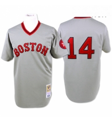 Mens Mitchell and Ness Boston Red Sox 14 Jim Rice Authentic Grey Throwback MLB Jersey