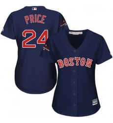 Womens Majestic Boston Red Sox 24 David Price Authentic Navy Blue Alternate Road 2018 World Series Champions MLB Jersey