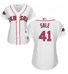 Womens Majestic Boston Red Sox 41 Chris Sale Authentic White Home 2018 World Series Champions MLB Jersey