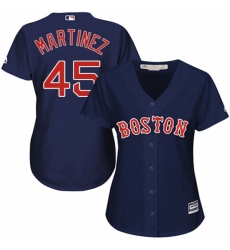 Womens Majestic Boston Red Sox 45 Pedro Martinez Authentic Navy Blue Alternate Road MLB Jersey