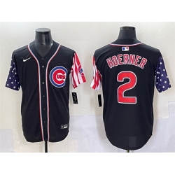Men Chicago Cubs 2 Nico Hoerner Black 2025 Independence Day Vapor Premier Limited Stitched Baseball Jersey