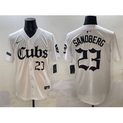 Men Chicago Cubs 23 Ryne Sandberg White  27Gothic North Side Edition 27 Vapor Premier
