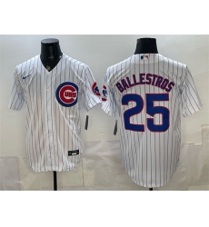 Men Chicago Cubs  25 Mois%C3%A9s Ballesteros White Cool Base Stitched Baseball Jersey