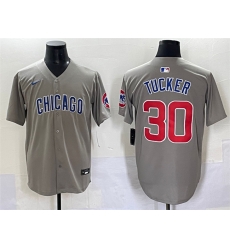 Men Chicago Cubs 30 Kyle Tucker Grey Limited Stitched Baseball Jersey