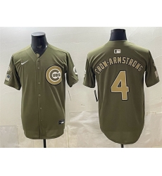 Men Chicago Cubs  4 Pete Crow Armstrong Olive 2026 Armed Forces Day Stitched Baseball Jersey