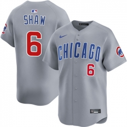 Men Chicago Cubs 6 Matt Shaw Grey Limited Stitched Baseball Jersey