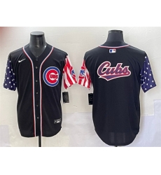 Men Chicago Cubs Team Big Logo Black 2025 Independence Day Vapor Premier Limited Stitched Baseball Jersey