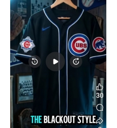 Men Nike Chicago Cubs Blackout Blank Stitched Jersey