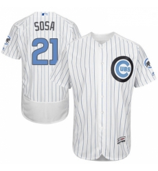 Mens Majestic Chicago Cubs 21 Sammy Sosa Authentic White 2016 Fathers Day Fashion Flex Base MLB Jersey