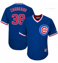 Mens Majestic Chicago Cubs 38 Carlos Zambrano Replica Royal Blue Cooperstown Cool Base MLB Jersey