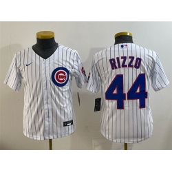 Women Chicago Cubs 44 Anthony Rizzo White Stitched Baseball Jersey