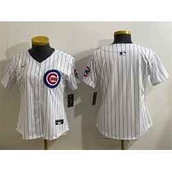 Women Chicago Cubs Blank White Home Limited Stitched Baseball Jersey