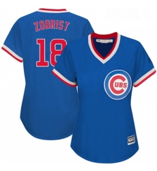 Womens Majestic Chicago Cubs 18 Ben Zobrist Authentic Royal Blue Cooperstown MLB Jersey