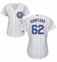 Womens Majestic Chicago Cubs 62 Jose Quintana Replica White Home Cool Base MLB Jersey 