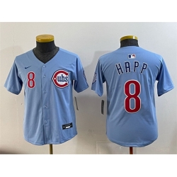 Youth Chicago Cubs 8 Ian Happ Blue 2024 25 2nd Alternate Limited Stitched Baseball Jersey