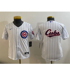 Youth Chicago Cubs Team Big Logo White Cool Base Stitched Baseball Jersey