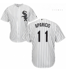 Mens Majestic Chicago White Sox 11 Luis Aparicio Replica White Home Cool Base MLB Jersey