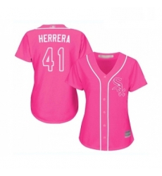 Womens Chicago White Sox 41 Kelvin Herrera Replica Pink Fashion Cool Base Baseball Jersey 