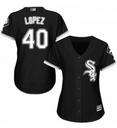 Womens Majestic Chicago White Sox 40 Reynaldo Lopez Authentic Black Alternate Home Cool Base MLB Jersey 