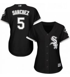 Womens Majestic Chicago White Sox 5 Yolmer Sanchez Replica Black Alternate Home Cool Base MLB Jersey 