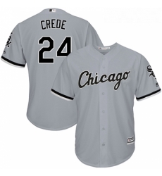 Youth Majestic Chicago White Sox 24 Joe Crede Replica Grey Road Cool Base MLB Jersey