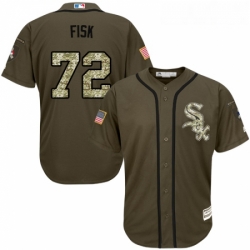 Youth Majestic Chicago White Sox 72 Carlton Fisk Authentic Green Salute to Service MLB Jersey