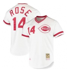 Cincinnati Reds #14 Pete Rose White Throwback Jersey