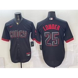 Men Cincinnati Reds  25 Rhett Lowder Black City Connect Cool Base Stitched Baseball Jersey