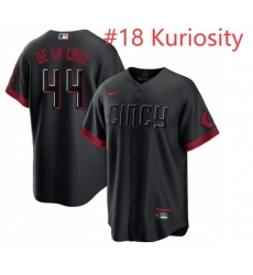 Men Cincinnati Reds Kuriosity #18 2023 City Connect Cool Base Stitched Baseball Jersey
