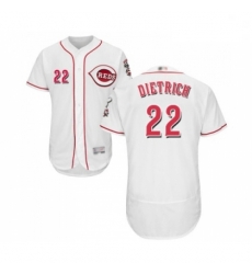 Mens Cincinnati Reds 22 Derek Dietrich White Home Flex Base Authentic Collection Baseball Jersey