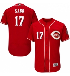 Mens Majestic Cincinnati Reds 17 Chris Sabo Red Alternate Flex Base Authentic Collection MLB Jersey