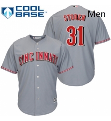 Mens Majestic Cincinnati Reds 31 Drew Storen Replica Grey Road Cool Base MLB Jersey