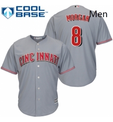 Mens Majestic Cincinnati Reds 8 Joe Morgan Replica Grey Road Cool Base MLB Jersey